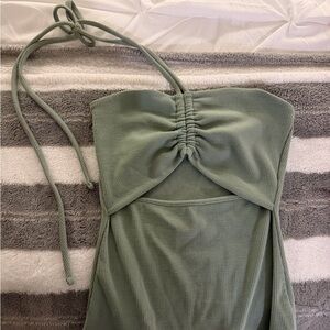 Aqua Green Ribbed Halter Top XS